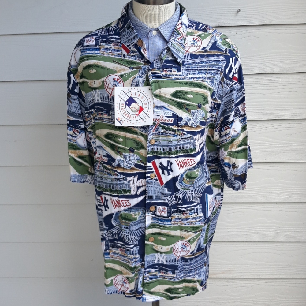 REYN SPOONER NEW YORK YANKEES MLB Sz XXL‎ Mens Button Down Hawaiian Shirt NEW
